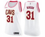 Women's Cleveland Cavaliers #31 John Henson Swingman White Pink Fashion Basketball Jersey