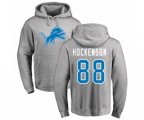Detroit Lions #88 T.J. Hockenson Ash Name & Number Logo Pullover Hoodie