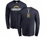 Los Angeles Chargers #1 Ty Long Navy Blue Backer Long Sleeve T-Shirt