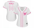 Women's Milwaukee Brewers #14 Hernan Perez Replica White Fashion Cool Base Baseball Jersey
