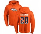 Denver Broncos #28 Royce Freeman Orange Name & Number Logo Pullover Hoodie