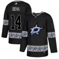 Dallas Stars #14 Jamie Benn Authentic Black Team Logo Fashion NHL Jersey