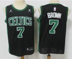 Boston Celtics #7 Jaylen Brown Black 2021 Brand Jordan Swingman Stitched NBA Jersey With NEW Sponsor Logo