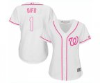 Women's Washington Nationals #1 Wilmer Difo Replica White Fashion Cool Base Baseball Jersey