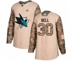 Adidas San Jose Sharks #30 Aaron Dell Authentic Camo Veterans Day Practice NHL Jersey