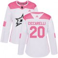 Women's Dallas Stars #20 Dino Ciccarelli Authentic White Pink Fashion NHL Jersey