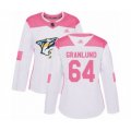 Women Nashville Predators #64 Mikael Granlund Authentic White Pink Fashion Hockey Jersey