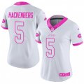 Women's Nike New York Jets #5 Christian Hackenberg Limited White Pink Rush Fashion NFL Jersey