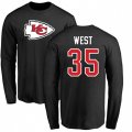 Kansas City Chiefs #35 Charcandrick West Black Name & Number Logo Long Sleeve T-Shirt