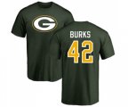 Green Bay Packers #42 Oren Burks Green Name & Number Logo T-Shirt