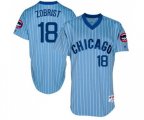 Chicago Cubs #18 Ben Zobrist Authentic Blue Cooperstown Throwback Baseball Jersey