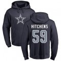 Dallas Cowboys #59 Anthony Hitchens Navy Blue Name & Number Logo Pullover Hoodie