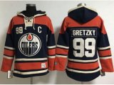 Edmonton Oilers #99 Wayne Gretzky Navy Blue Old Time Lacer NHL Hoodie