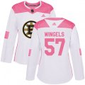 Women Boston Bruins #57 Tommy Wingels Authentic White Pink Fashion NHL Jersey