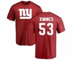 New York Giants #53 Oshane Ximines Red Name & Number Logo T-Shirt