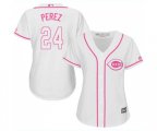 Women's Cincinnati Reds #24 Tony Perez Replica White Fashion Cool Base Baseball Jersey