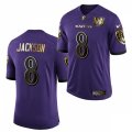 Baltimore Ravens #8 Lamar Jackson Nike Purple 25th Anniversary Speed Machine Golden Limited Jersey