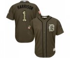 Detroit Tigers #1 Josh Harrison Authentic Green Salute to Service Baseball Jersey