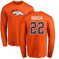 Denver Broncos #22 Tramaine Brock Orange Name & Number Logo Long Sleeve T-Shirt