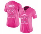 Women Kansas City Chiefs #23 Armani Watts Limited Pink Rush Fashion Football Jersey