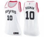 Women's San Antonio Spurs #10 Dennis Rodman Swingman White Pink Fashion Basketball Jersey