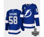Tampa Bay Lightning #58 David Savard Blue Home Authentic 2021 NHL Stanley Cup Final Patch Jersey