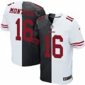 San Francisco 49ers #16 Joe Montana Elite Black White Split Fashion NFL Jersey