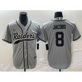 Las Vegas Raiders #8 Josh Jacobs Gray Cool Base Stitched Baseball Jersey