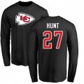 Kansas City Chiefs #27 Kareem Hunt Black Name & Number Logo Long Sleeve T-Shirt
