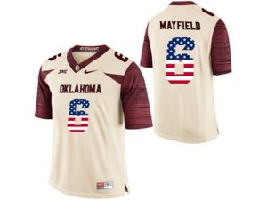 2016 US Flag Fashion Men\'s Oklahoma Sooners Baker Mayfield #6 College Limited Football Jersey - White
