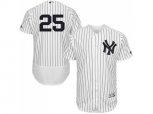 New York Yankees #25 Gleyber Torres White Strip Flexbase Authentic Collection Stitched MLB Jersey