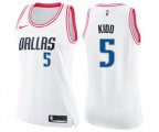 Women's Dallas Mavericks #5 Jason Kidd Swingman White Pink Fashion Basketball Jersey