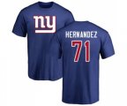 New York Giants #71 Will Hernandez Royal Blue Name & Number Logo T-Shirt
