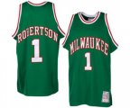 Milwaukee Bucks #1 Oscar Robertson Authentic Green Throwback Basketball Jersey