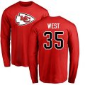 Kansas City Chiefs #35 Charcandrick West Red Name & Number Logo Long Sleeve T-Shirt