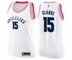Women's Memphis Grizzlies #15 Brandon Clarke Swingman White Pink Fashion Basketball Jersey