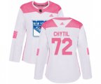 Women Adidas New York Rangers #72 Filip Chytil Authentic White Pink Fashion NHL Jersey