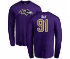 Baltimore Ravens #91 Shane Ray Purple Name & Number Logo Long Sleeve T-Shirt
