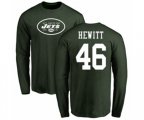 New York Jets #46 Neville Hewitt Green Name & Number Logo Long Sleeve T-Shirt