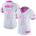 Women Green Bay Packers #7 Brett Hundley Limited White Pink Rush Fashion NFL Jersey