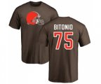 Cleveland Browns #75 Joel Bitonio Brown Name & Number Logo T-Shirt