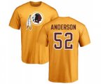 Washington Redskins #52 Ryan Anderson Gold Name & Number Logo T-Shirt