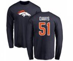 Denver Broncos #51 Todd Davis Navy Blue Name & Number Logo Long Sleeve T-Shirt