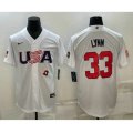 USA Baseball #33 Lance Lynn 2023 White World Baseball Classic Stitched Jerseys