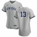 New York Yankees #13 Joey Gallo Nike Gray Authentic Road MLB Jersey - No Name