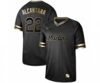 Miami Marlins #22 Sandy Alcantara Authentic Black Gold Fashion Baseball Jersey