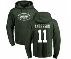 New York Jets #11 Robby Anderson Green Name & Number Logo Pullover Hoodie