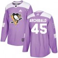 Pittsburgh Penguins #45 Josh Archibald Authentic Purple Fights Cancer Practice NHL Jersey