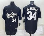 Los Angeles Dodgers #34 Fernando Valenzuela Number Black Turn Back The Clock Stitched Cool Base Jersey