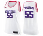 Women's Sacramento Kings #55 Jason Williams Swingman White Pink Fashion Basketball Jersey